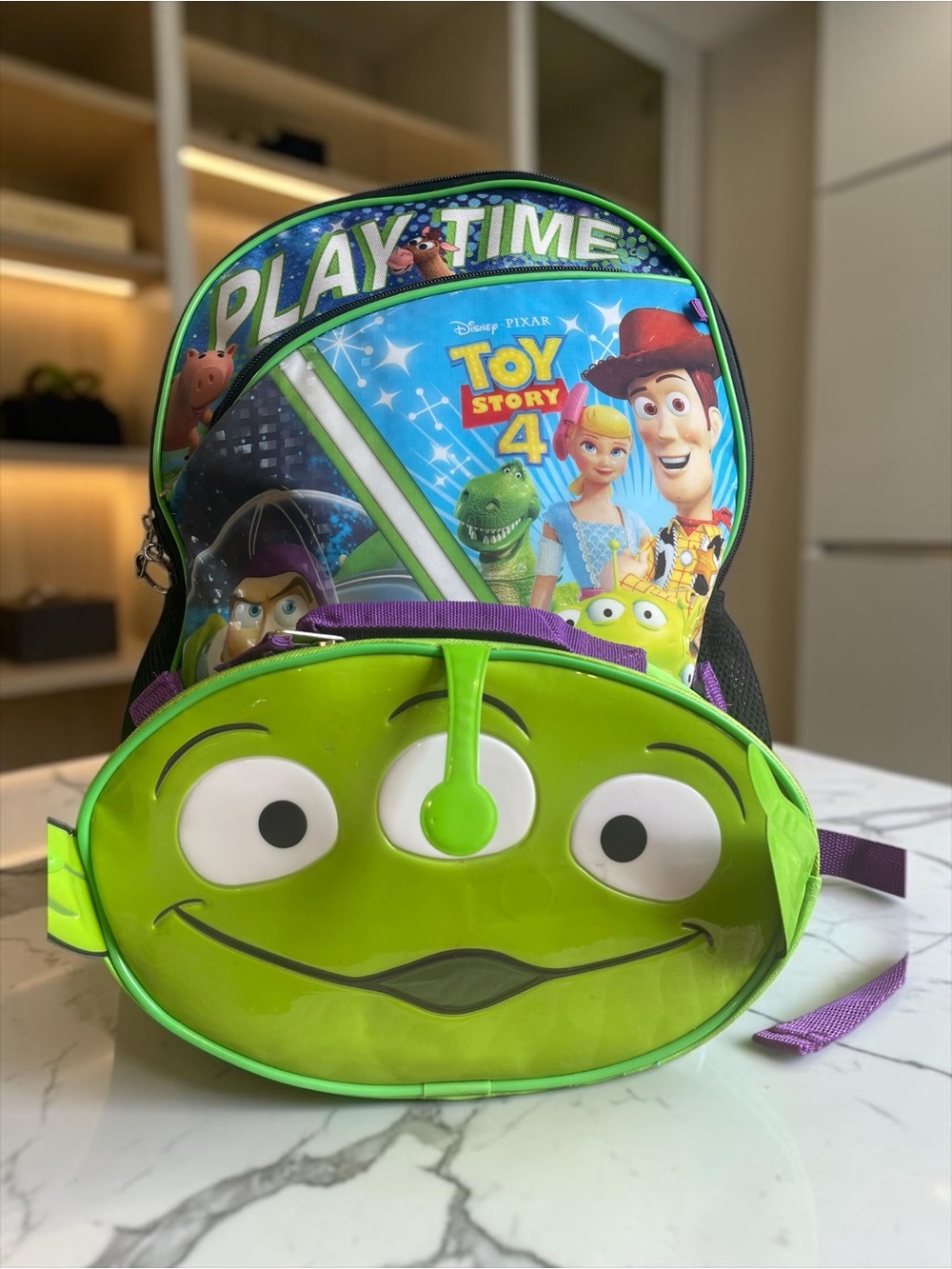 Disney Pixar Toy Story 4 Alien 3D Molded Front Pocket Kids Backpack - Picture 1 of 10